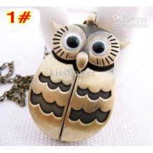European Style Fashion Owl Design Pocket Watch Necklace With Sweater