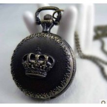 Exquisite Crown fashion Pocket Watch Necklace Vintage Jewelry hb56