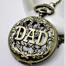 Exquisite DAD Pocket Watch Necklace Vintage Jewelry hb34