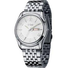 Eyki Men's Stainless Steel Watch With White Dial Date And Roman Numbers Et77