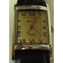Eyki Quartz Woman's Square Face Wrist Watch Copper Tone Dial/hands/numbers Mint