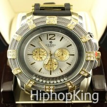 Fancy Decorative Dial Beautiful Silver / Gold Custom Iced Out Hip Hop Watch
