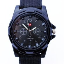 Fashion Army Bomber Pilot Canvas Strap Sports Men Boy Quartz Wrist Watch