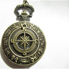 fashion Pocket Watch necklace ,Long Chain Necklace Zodiac compass Pocket Watch Necklace