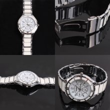 Fashion Rome Style White Dial Plate Quartz Hand Sport Women Wrist Watch