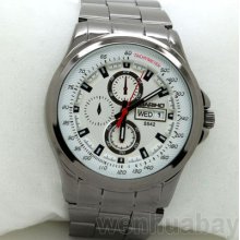 Fashion Round Dial Date Day Mens Womens Stainless Steel Quartz Wrist Watch Gift