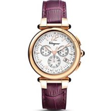 Ferragamo Watch, Womens Swiss Chronograph Idillio Purple Calfskin Leat