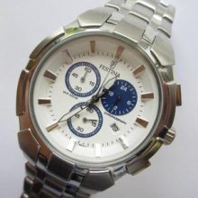 Festina Chrono Quartz Watch N.o.s. White Dial - Running