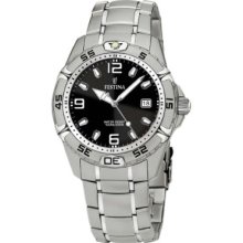 Festina Men's Estuche F16170/7 Silver Stainless-Steel Quartz Watch with Black Dial