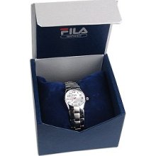 fila down town women's stainless steel watch w/silver face
