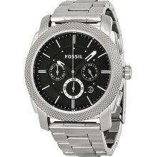 Fossil Machine Chronograph Black Dial Stainless Steel Mens Watch Fs4776