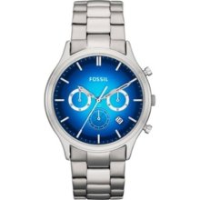 Fossil Unisex Ansel FS4674 Silver Stainless-Steel Quartz Watch with Blue Dial