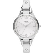 FossilÂ® White Georgia Leather Watch - White