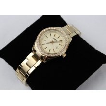 Fossil Womens Stella Mini Crystal Glitz Stainless Steel Gold Watch Es3107