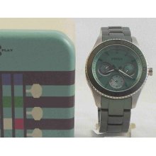 Fossil Women's Teal Aluminum Stella Multi Function Watch Es3036 $135