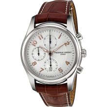 Frederique Constant Runabout Silver Guilloche Leather Mens Watch FC-392RV6B6