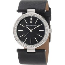 French Connection Ladies Black Strap Watch With Stone Set Round Dial Cd88.14fcx