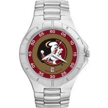 Fsu seminoles men's chrome alloy watch w/ stainless steel band