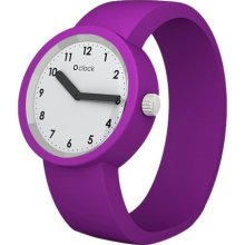 Fullspot O Clock Unisex Quartz Watch With White Dial Analogue Display And Purple Silicone Bracelet Ocnw16-L
