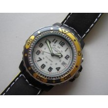 Galanti Rotating Bezel Dual Date Dial Gents Quartz Watch N.o.s. - Running