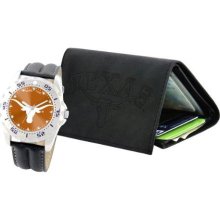 Game Time Official Team Colors Col-Wwg-Tex Men'S Col-Wwg-Tex University Of Texas Analog Strap Watch And Wallet Set