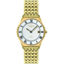 GB08002-01 Rotary Mens Ultra Slim Gold Plated Watch