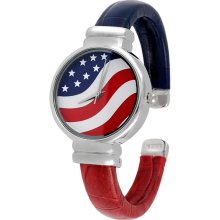 Geneva Platinum American Flag Cuff Watch
