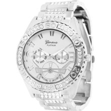 Geneva Platinum Mens Rhinestone-Accented Link Watch