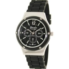 Geneva Platinum Women's 2278.Silver.Black Black Silicone Quartz W ...
