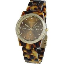 Geneva Platinum Women's 6843.Tortoise.Gold Brown Plastic Quartz W ...