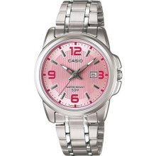 Genuine Casio Ltp1314d-5av Analog Ladies Quartz Stainless Steel Pink Dial Watch