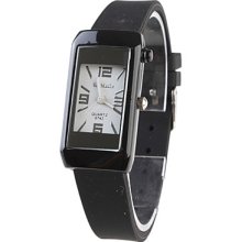 Girl Women Watch Black Watchband White Dial Plate 9742 Girl Women Watch Black Watchband White Dial Plate 9742