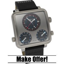 Glycine Airman 7 Automatic Dual Time Titanium Dial Men's Watch 3883-89-lb9