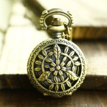 gold pocket watch Green ancient three leaf pocket watches