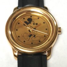 Gold Tone Disney's Mickey Mouse Silhouette Wrist Watch Unisex Original Box