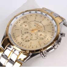 Golden Dial Plate Quartz Hand Sport Men Wrist Watches Gift