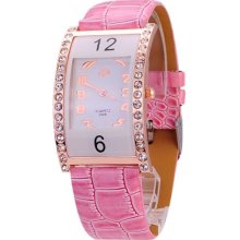 Graceful Rhinestone Quartz Movement Wristwatch with Rectangle