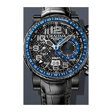 Graham Silverstone Stowe GMT Blue Limited Edition Collector 48 mm Watch - Black Carbon Fiber, Black Rubber Strap 2BLCB.B30A Sale Authentic