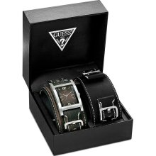 Guess Interchangeable Leather Cuff Strap Set Mens Watch U0083G1