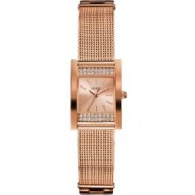 GUESS Rose Gold Women's Rose Gold Tone Steel Mesh Bracelet Watch