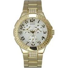 Guess Stainless Steel Crystals Gold Prism Multi Function Watch G13537l