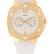 Guess Tango Gold Lady Watch White Rubber Strap
