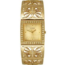 Guess Women Gold-tone Crystal Watch W11533l1 , Comes With Original Guess Box