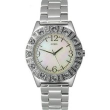 Guess Women Mop Dial Silver Tone Bracelet Watch G86060l Come With Guess Box