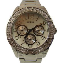 Guess Women's Watch Silver Tone Stainless Steel Bracelet With Mop, Multifunction