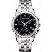 Hamilton Men's H38612133 Jazzmaster Thinline Chrono Black Dial Watch