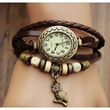 Hand-woven highend suede brecelet watch, leather retro watch,unisex charm bracelet watch DA011