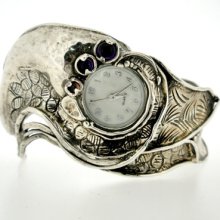 Handcrafted 925 Sterling Silver Watch, Cuff Bracelet, Unique Design