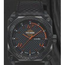 Harley Davidson Collection Men`s Black Stainless Steel Watch W/ Logo