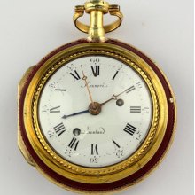 Heavy HonorÃ© Lieutau Pair Case Pocket Watch Verge Alarm 1780 Enamel Case